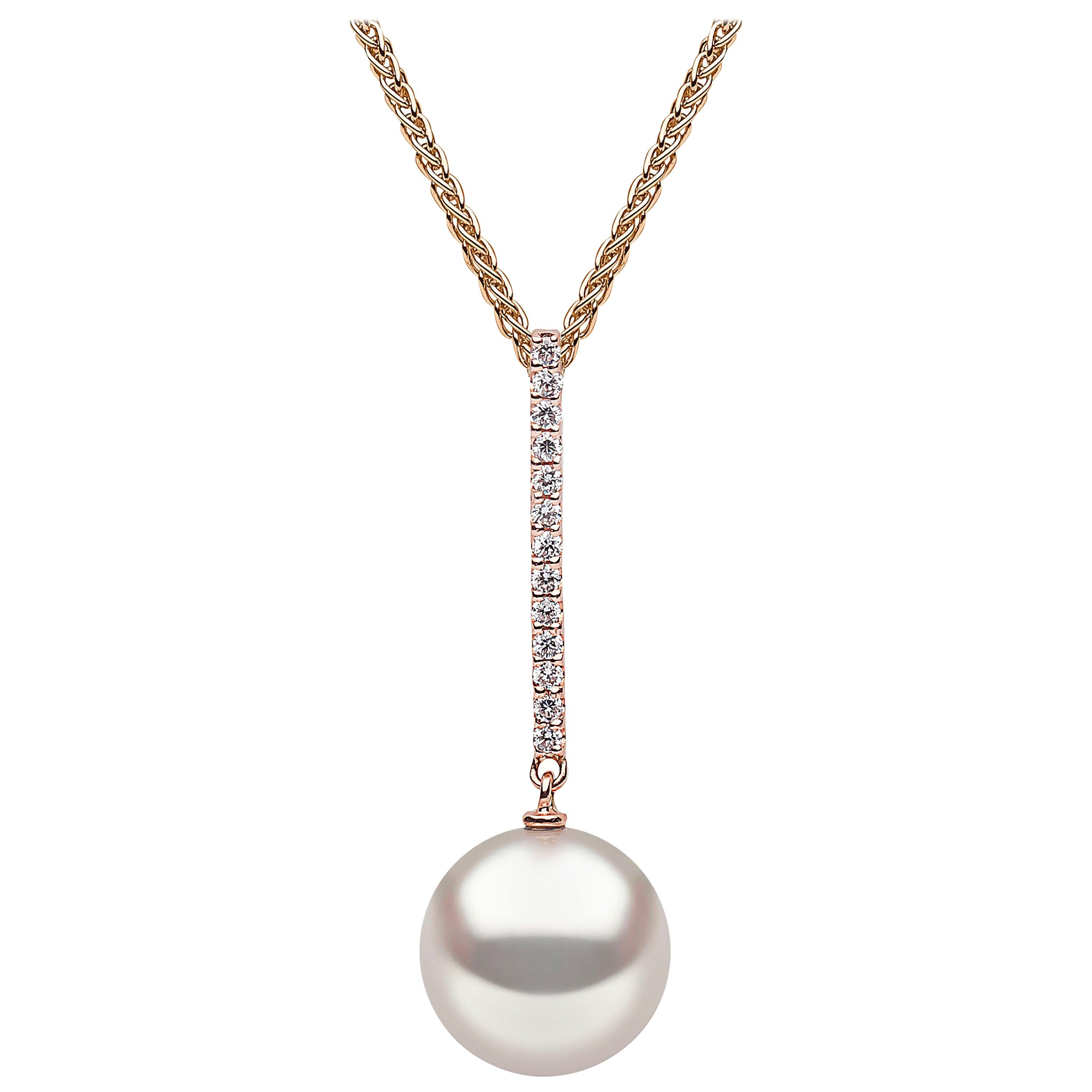 Yoko London Freshwater Pearl and Diamond Pendant in 18 Karat Rose Gold For Sale
