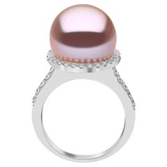 Anello con perle d'acqua dolce e diamanti Yoko London in oro bianco 18 carati