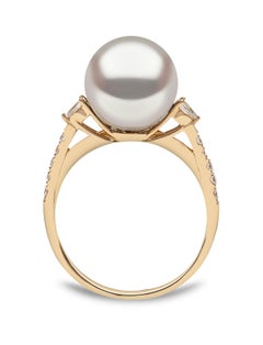 Anello Yoko London con perle d'acqua dolce e diamanti in oro giallo 18 carati