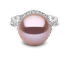 Yoko London Freshwater Pearl and Diamond Ring in 18 Karat White Gold