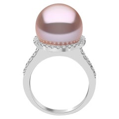 Yoko London Freshwater Pearl and Diamond Ring, Set in 18 Karat White Gold