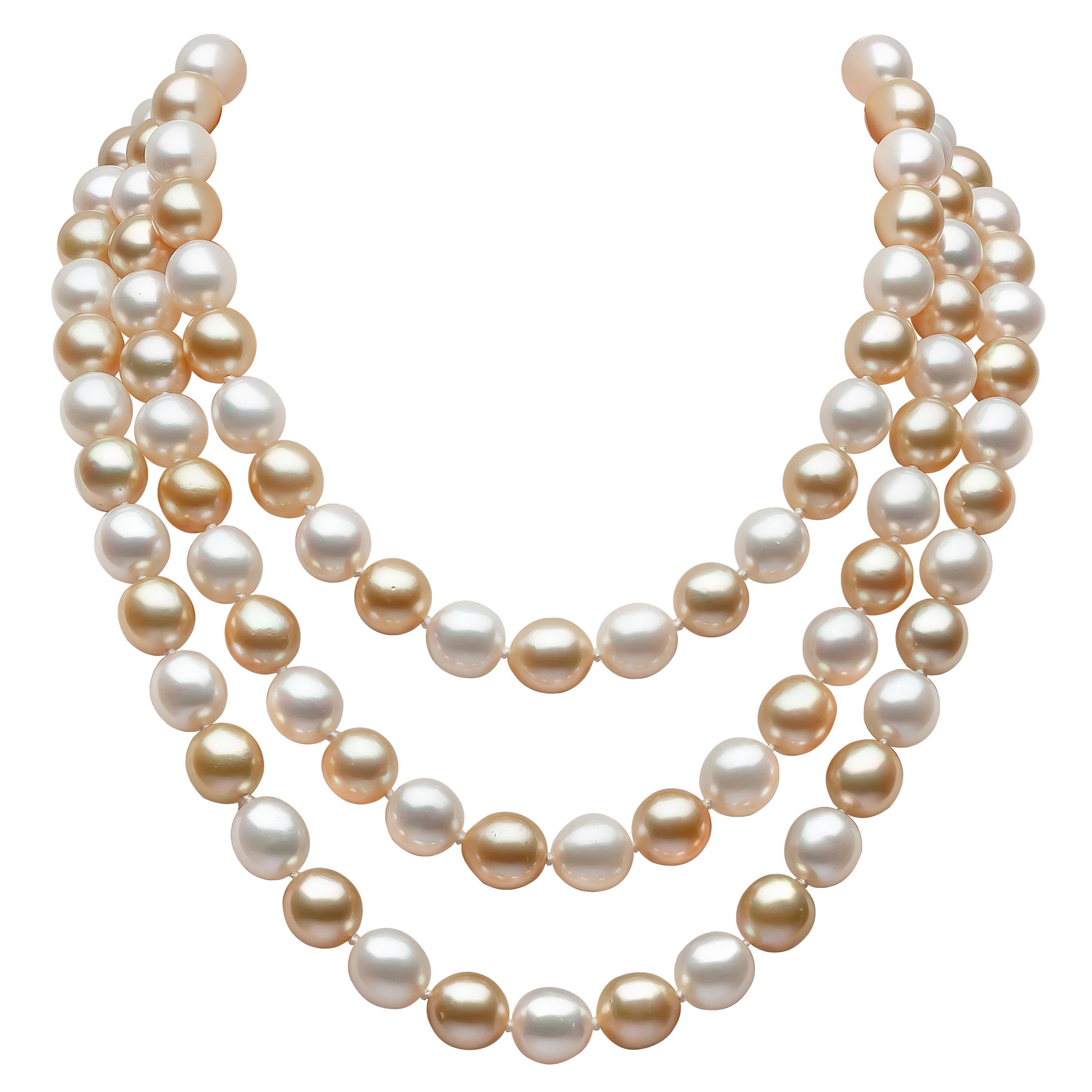 Yoko London Golden South Sea and Pearl Necklace in 18 Karat Yellow Gold For Sale