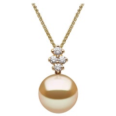 Yoko London Pendentif en or jaune 18 carats avec perles des mers du Sud dorées et diamants