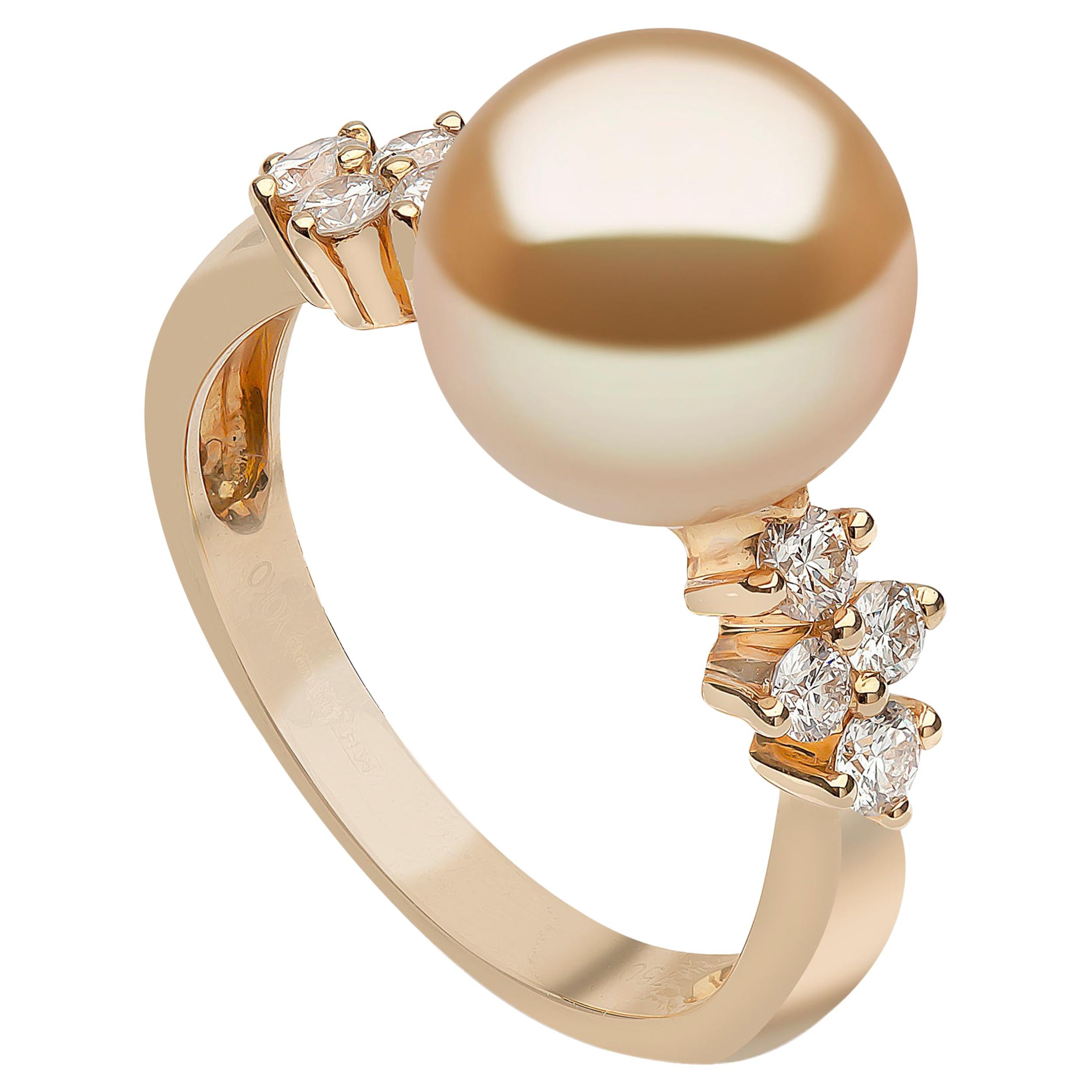 Yoko London Golden South Sea Pearl and Diamond Ring in 18 Karat Yellow Gold