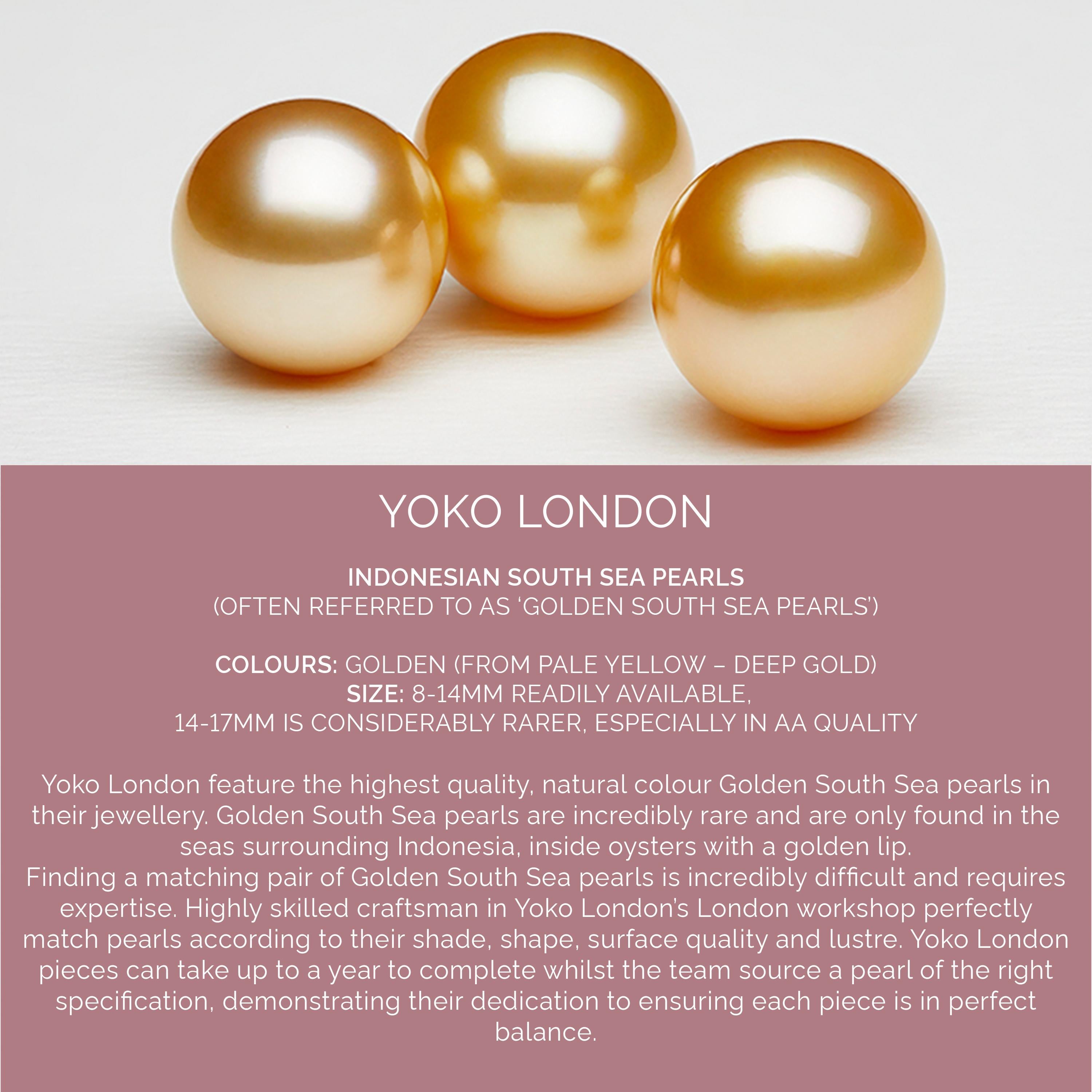 Round Cut Yoko London Golden South Sea Pearl and Diamond Ring in 18K White Gold