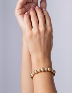 Yoko London Golden South Sea Pearl and Diamond Bangle in 18 Karat Yellow Gold