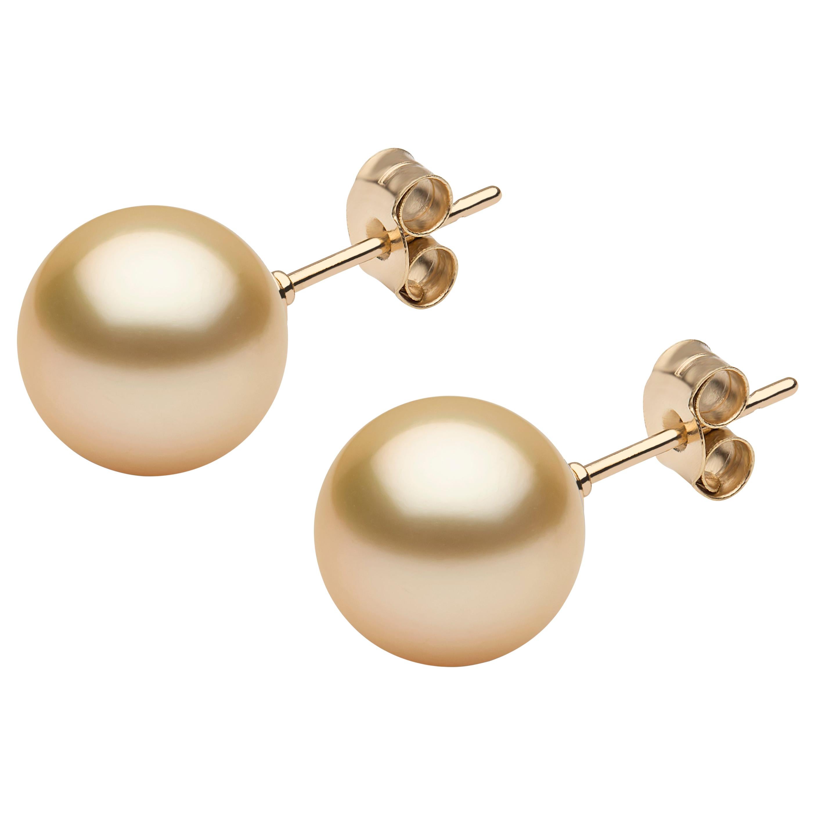 Yoko London Golden South Sea Pearl Stud Earrings in 18 Karat Yellow Gold