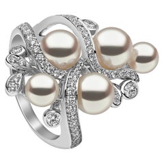 Yoko London Bague japonaise Akoya en or blanc 18 carats et diamants