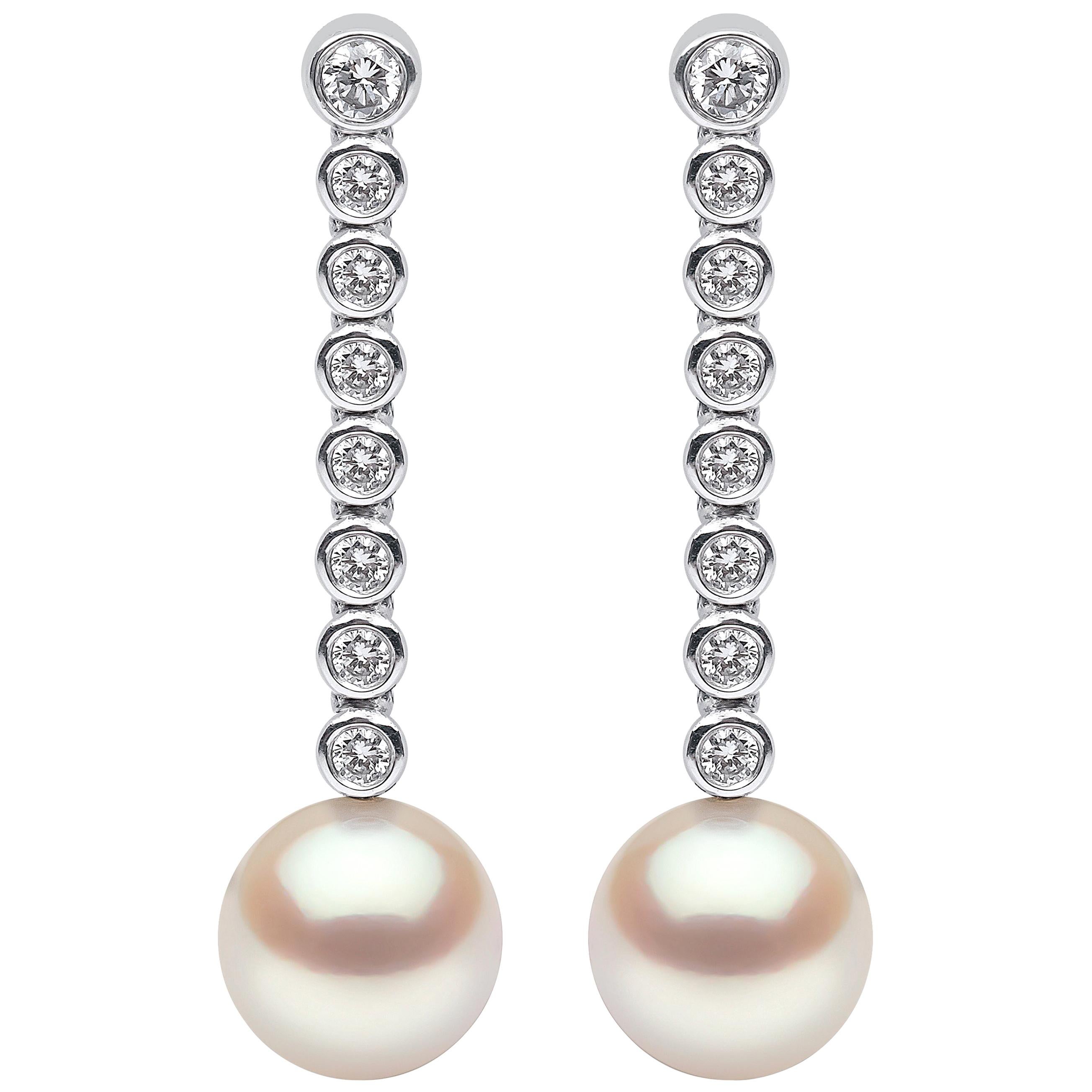 Yoko London Japanese Akoya Pearl and Diamond Earrings in 18 Karat White Gold