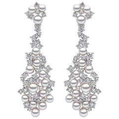 Yoko London Japanese Akoya Pearl and Diamond Earrings in 18 Karat White Gold
