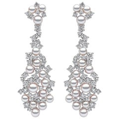 Yoko London Japanese Akoya Pearl and Diamond Earrings in 18 Karat White Gold