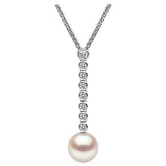 Yoko London Japanese Akoya Pearl and Diamond Pendant in 18 Karat White Gold