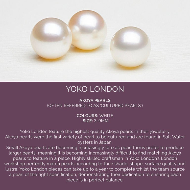 Round Cut Yoko London Japanese Akoya Pearl Bracelet in 18 Karat Yellow Gold For Sale