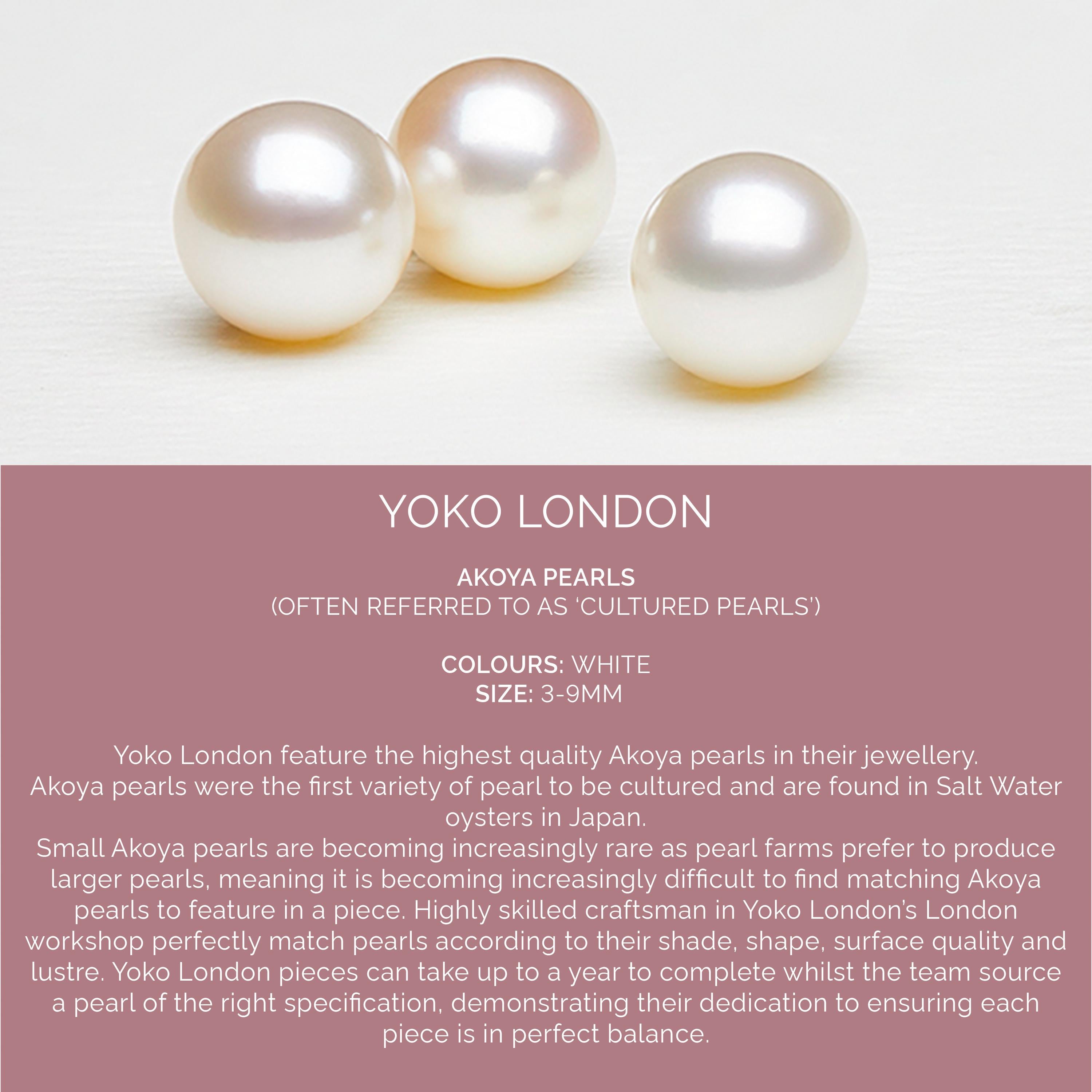 Contemporary Yoko London Japanese Akoya Pearl Earrings with Chain in 18k White Gold For Sale