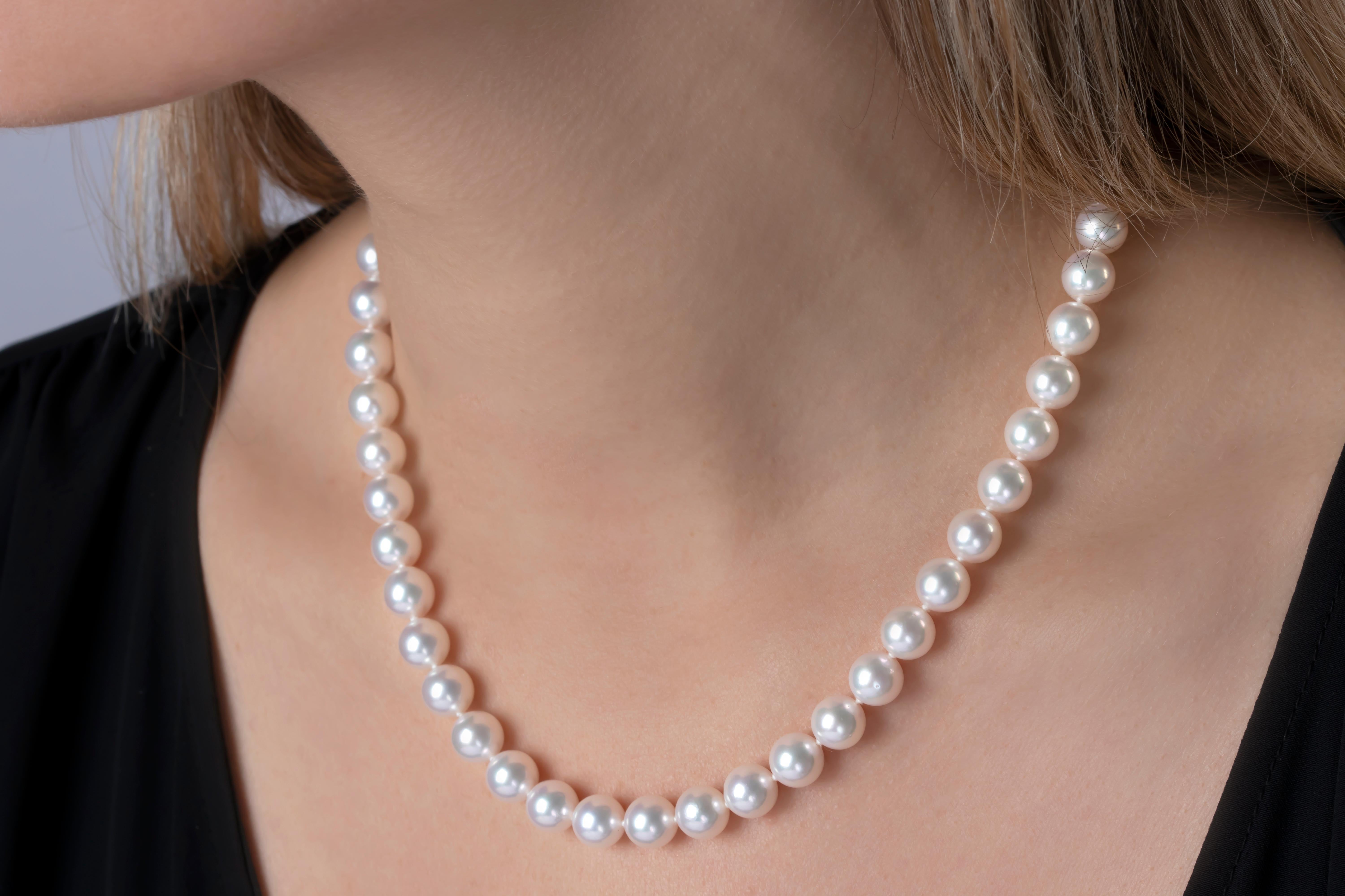Contemporary Yoko London Japanese Akoya Pearl Necklace in 18 Karat White Gold For Sale