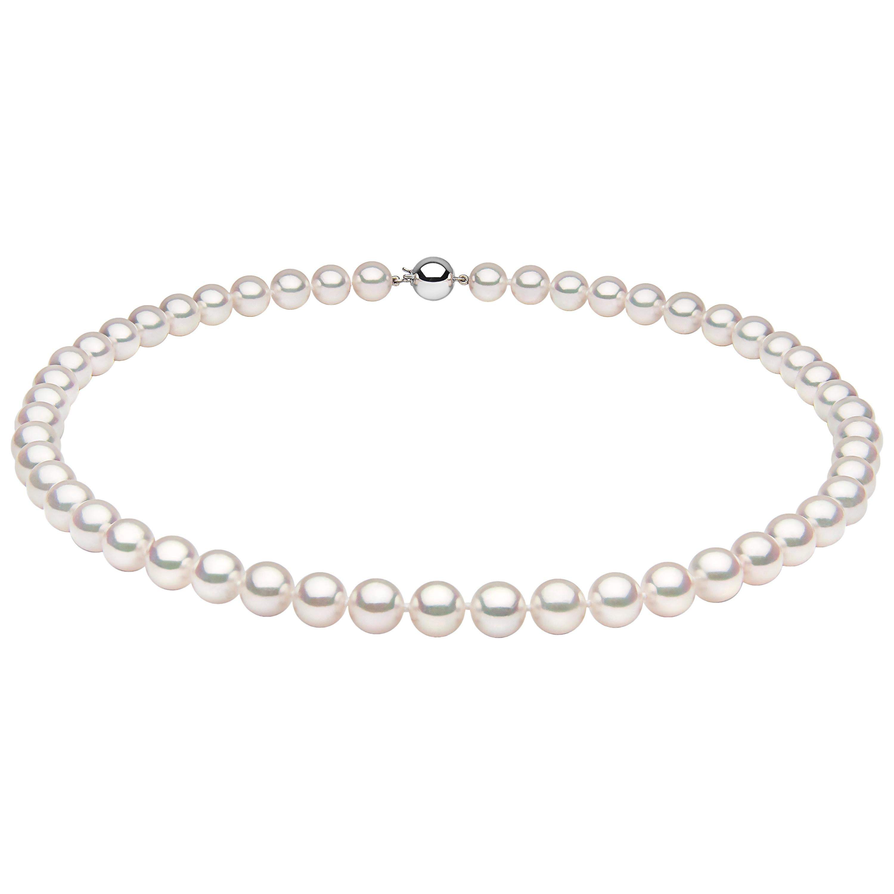 Yoko London Japanese Akoya Pearl Necklace in 18 Karat White Gold For Sale