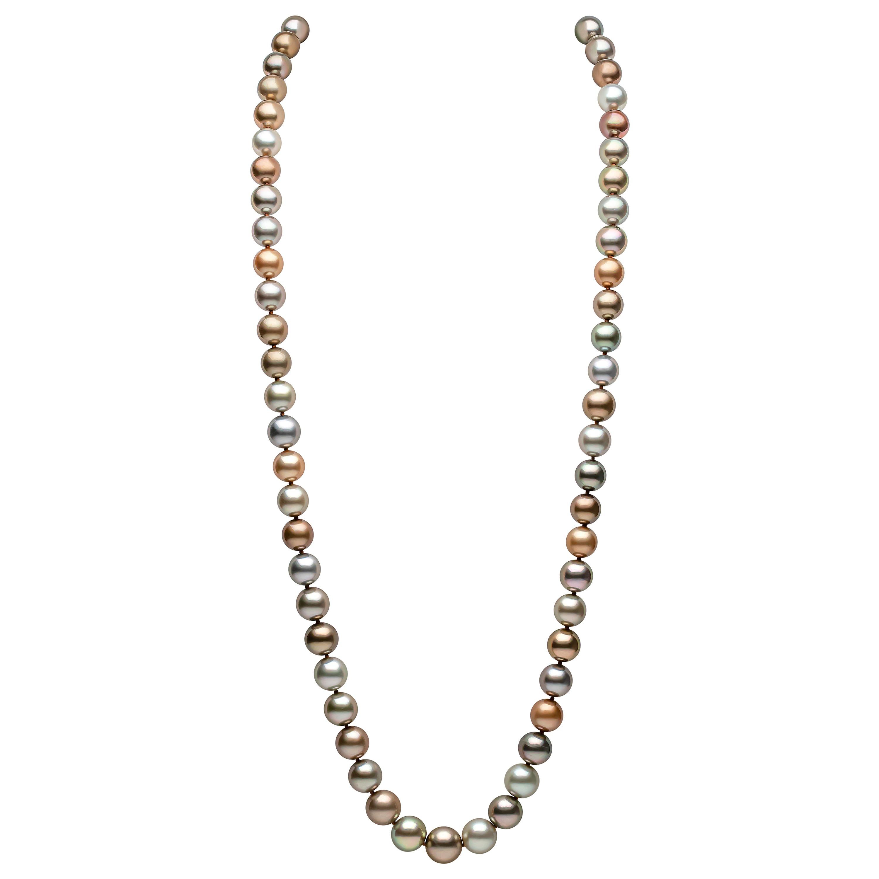 Yoko London Collier long en or blanc 18 carats avec perles de Tahiti multicolores