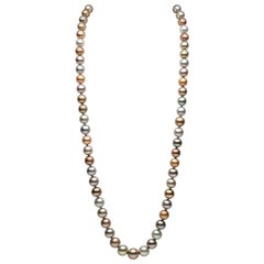 Yoko London Collier long en or blanc 18 carats avec perles de Tahiti multicolores