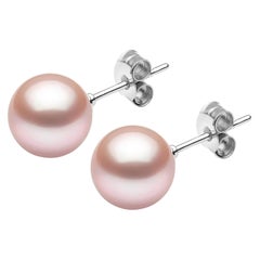 Yoko London Natural Color Blush Pink Freshwater Pearl Earrings in 18 Karat Gold
