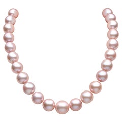 Yoko London Natural Colour Pink Freshwater Pearl Classic Necklace in 18k Gold