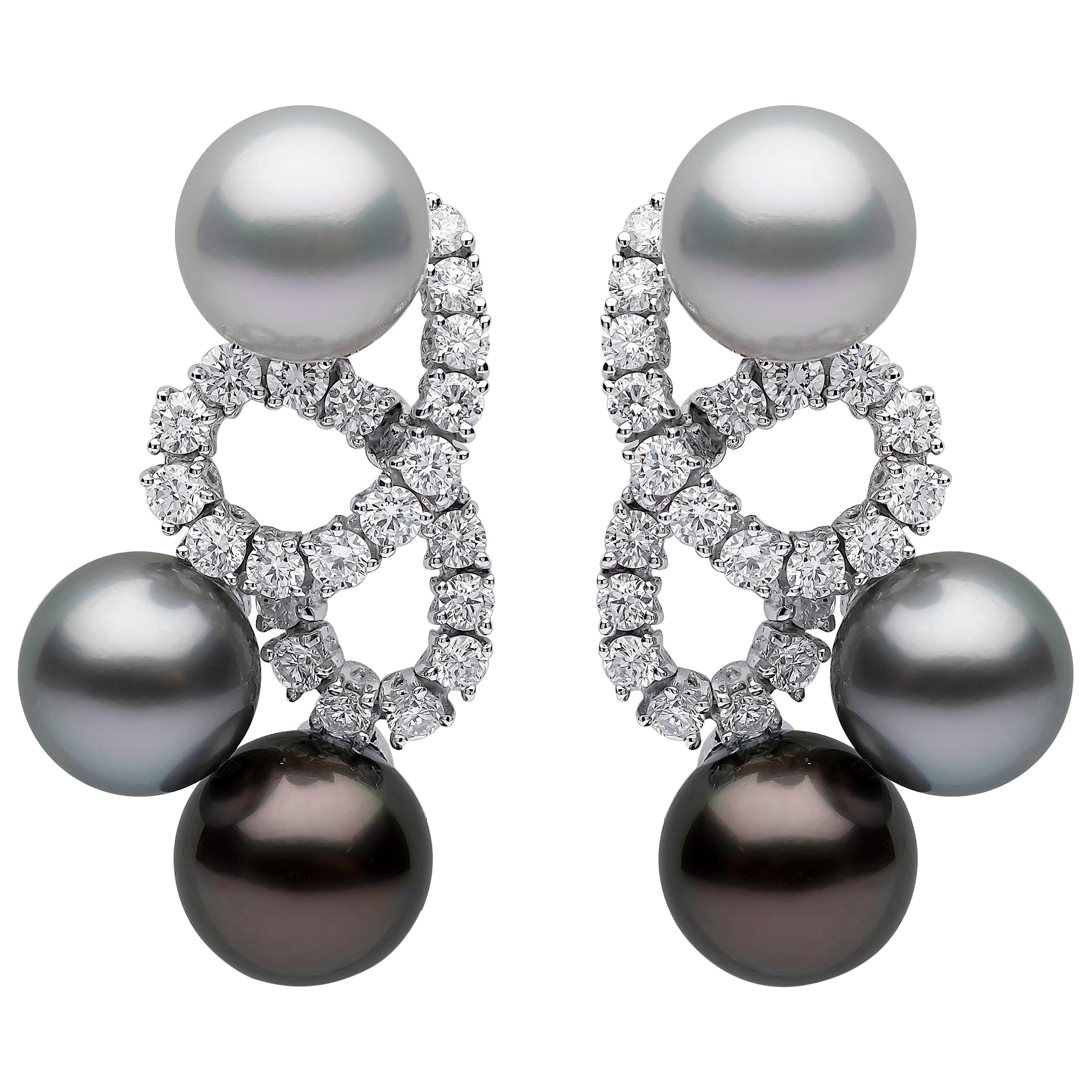 Yoko London Ombré Tahitian, South Sea Pearl & Diamond Earrings in 18 Karat Gold