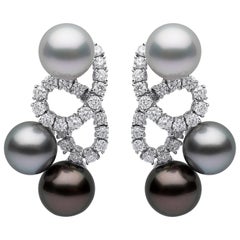 Yoko London Boucles d'oreilles Ombré en or 18 carats avec perles de Tahiti, perles des mers du Sud et diamants