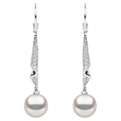 Yoko London Pearl and Diamond Drop Earrings in 18K White Gold