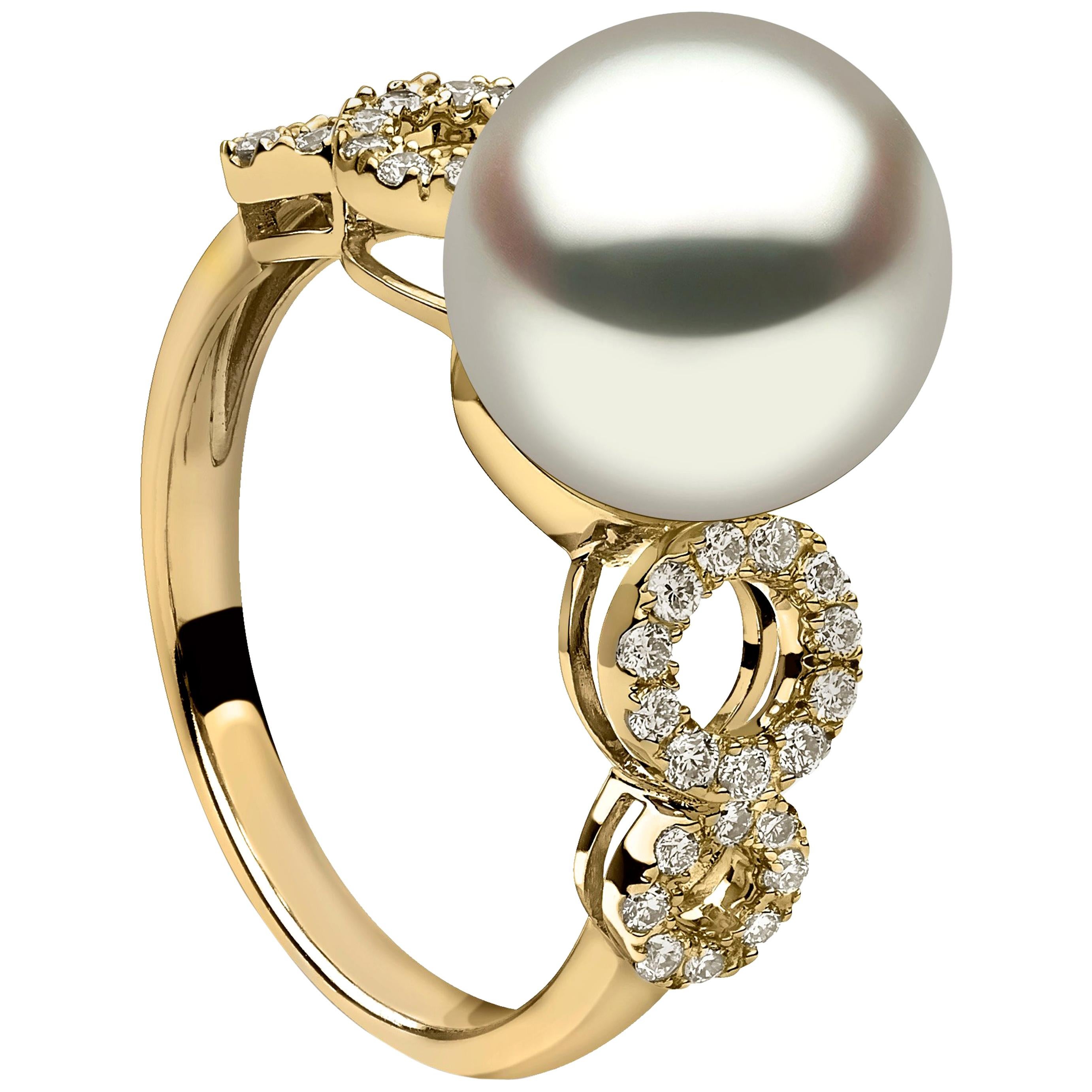Yoko London Pearl and Diamond Ring in 18 Karat Yellow Gold