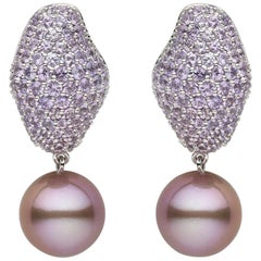 Yoko London Pendants d'oreilles en or blanc 18 carats avec perles et saphirs roses
