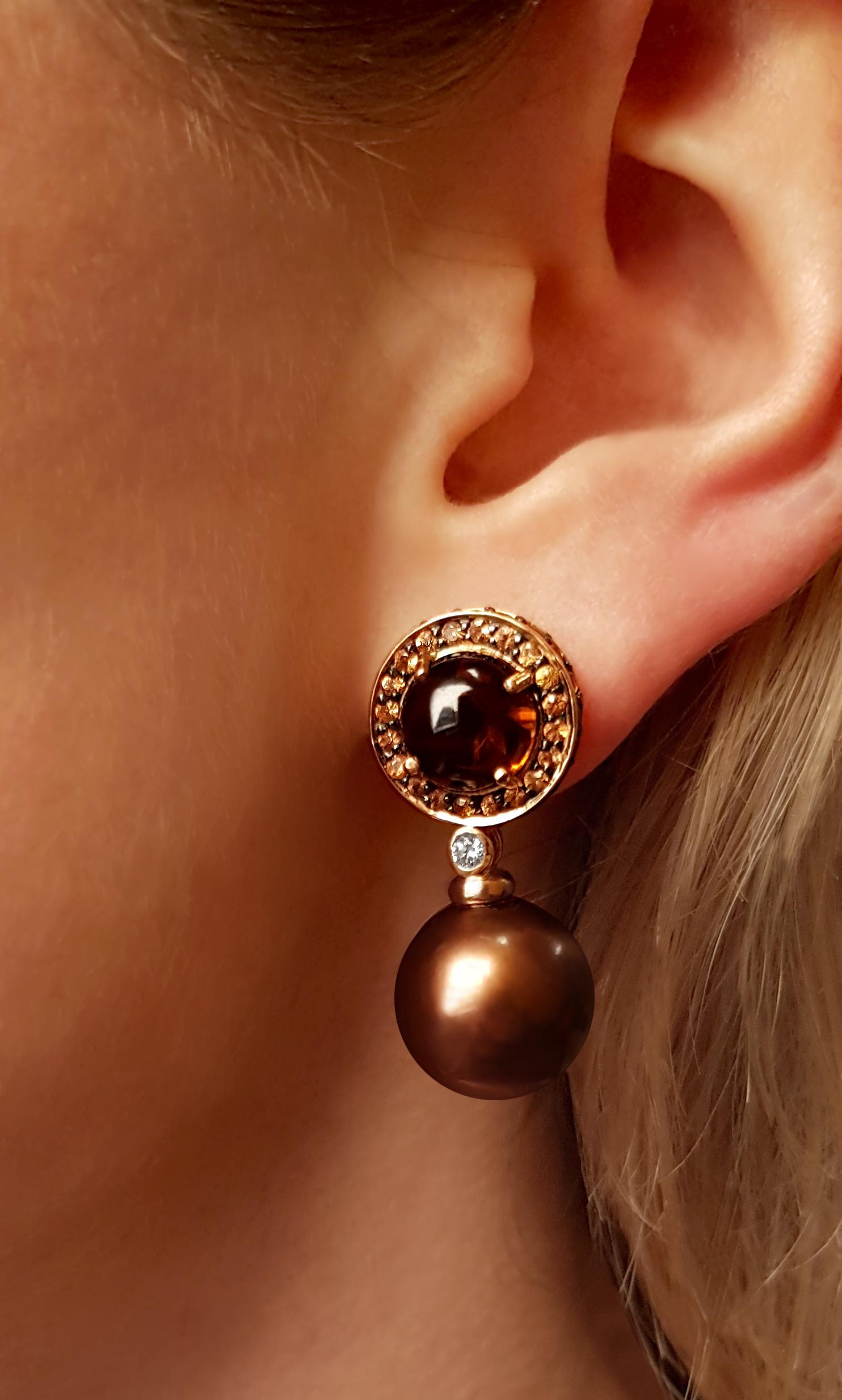 chocolate quartz earrings