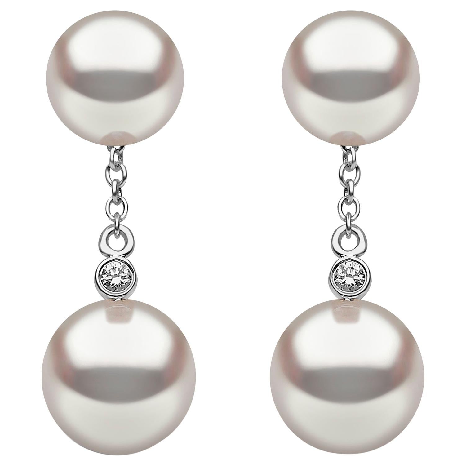 Yoko London Pearls Akoya Pearl and Diamond Earrings in 18 Karat White Gold