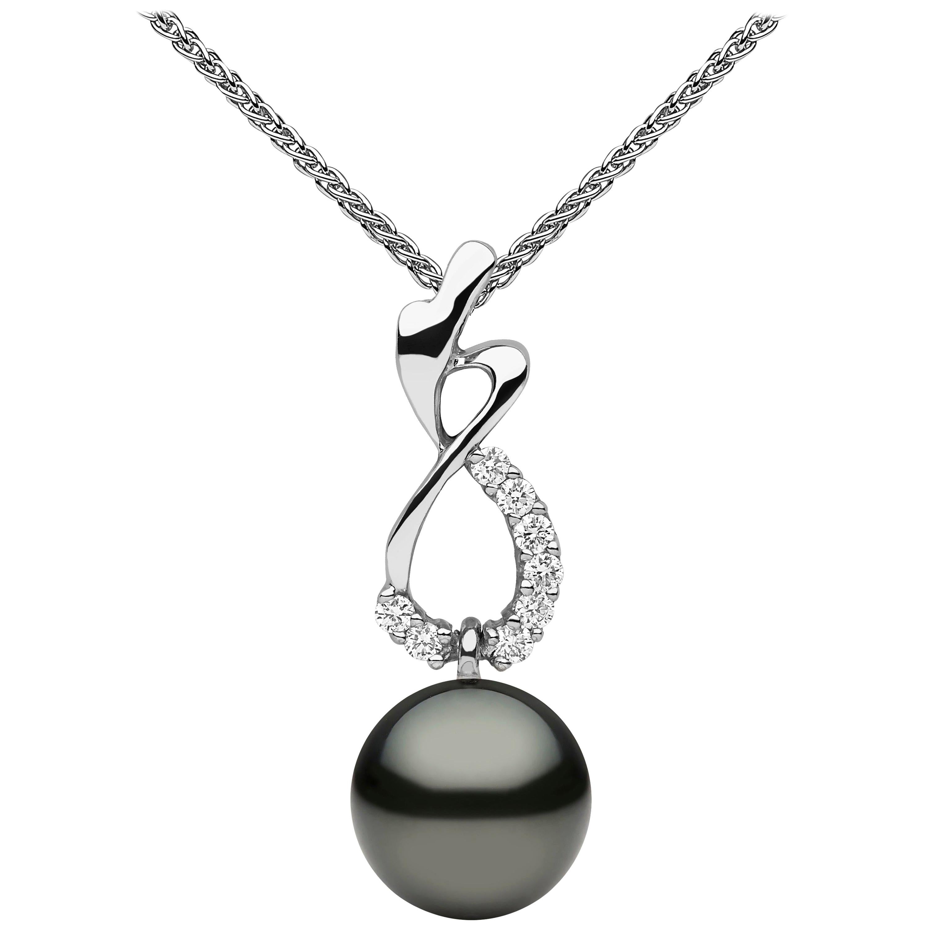 Yoko London Pearls Tahitian Pearl and Diamond Necklace in 18 Karat White Gold