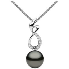 Yoko London Pearls Tahitian Pearl and Diamond Necklace in 18 Karat White Gold