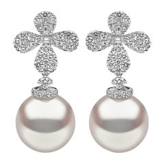 Yoko London Petal Collection White South Sea and Diamond Earrings 18k White Gold