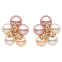Yoko London Pink Freshwater, Akoya Pearl and Diamond Earrings 18 Karat Rose Gold