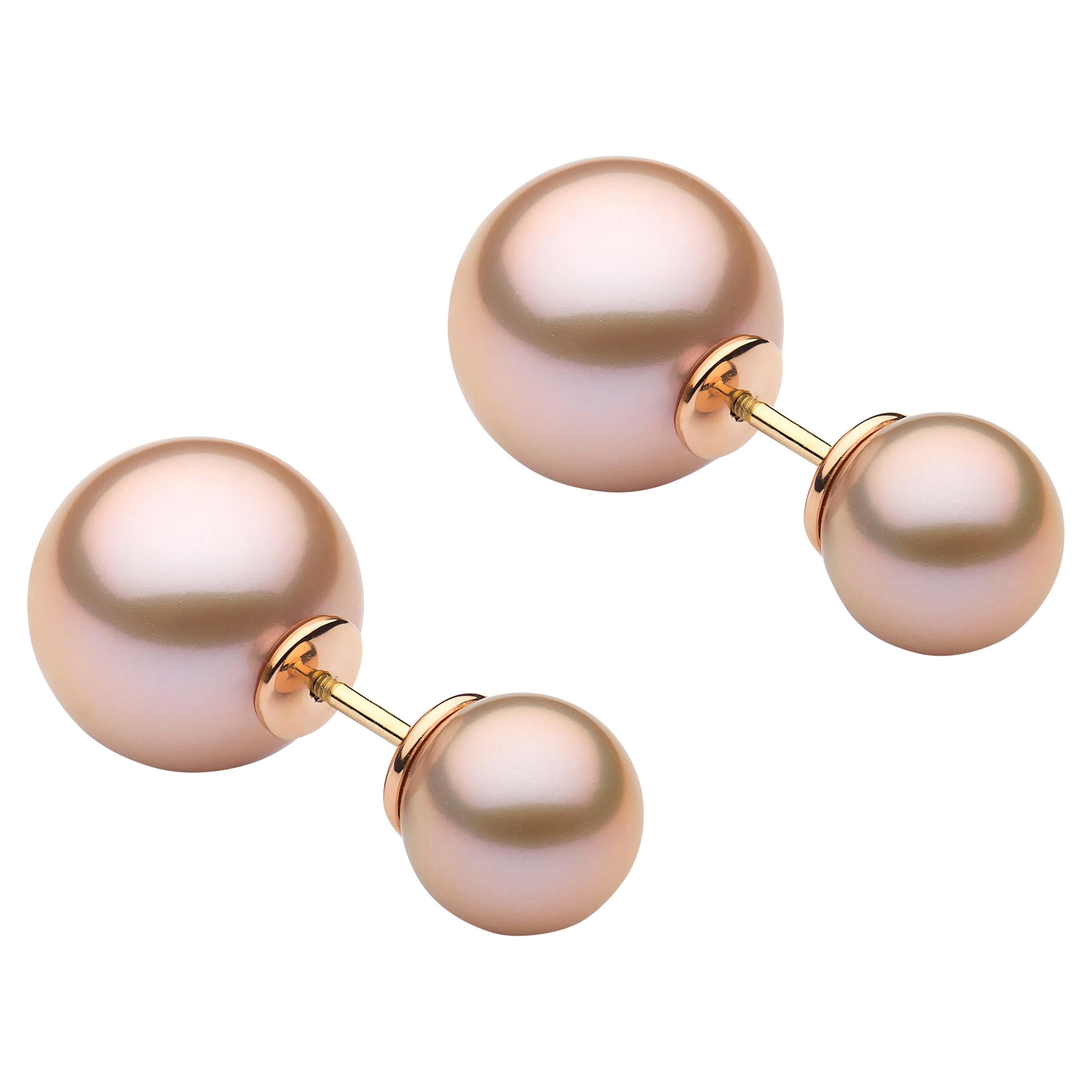 Yoko London Pink Freshwater Duet Earrings in 18 Karat Rose Gold