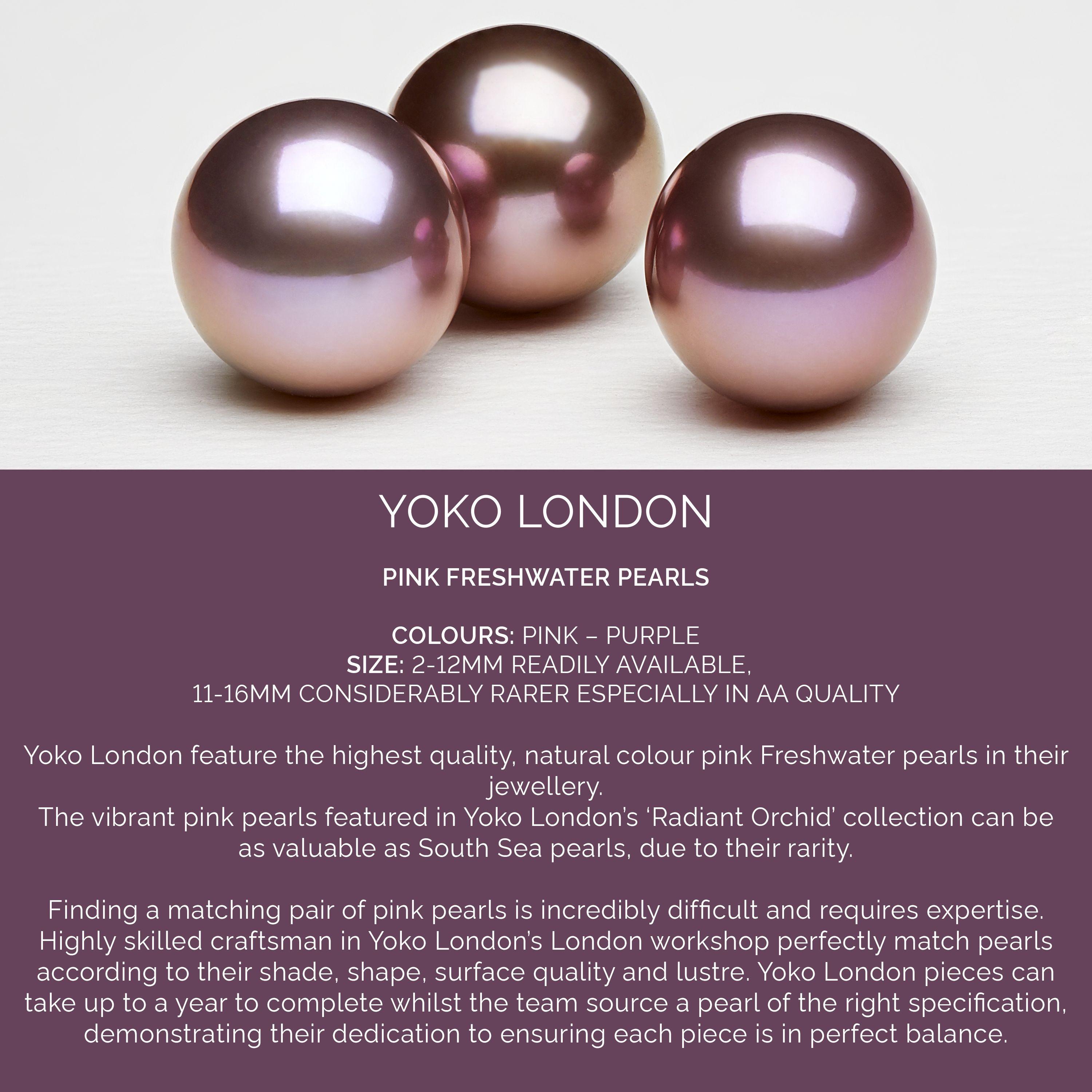 Round Cut Yoko London Pink Freshwater Duet Earrings in 18 Karat Rose Gold