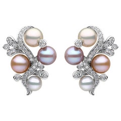 Yoko London Pink Freshwater Pearl and Diamond Earrings in 18 Karat White Gold