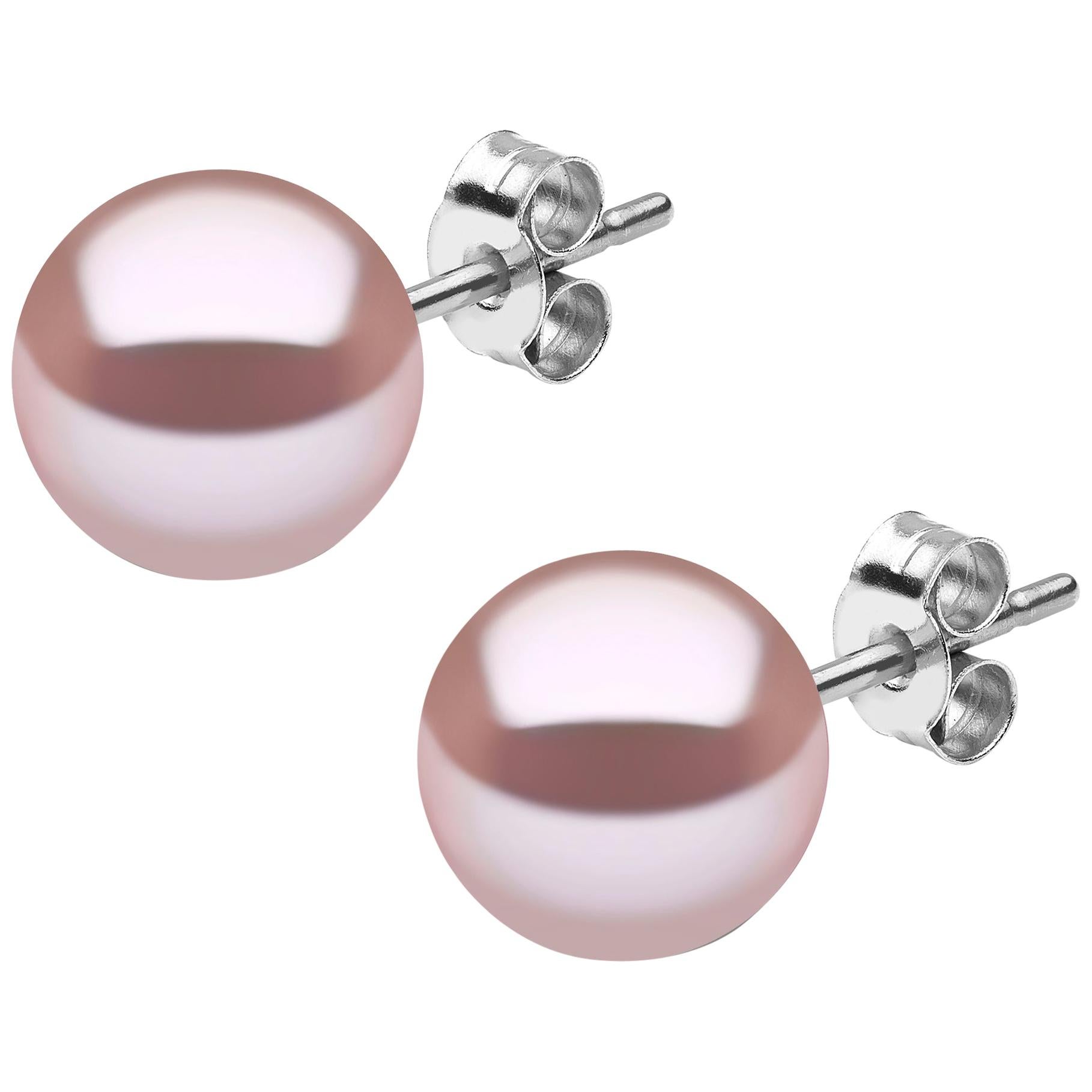 Yoko London Pink Freshwater Stud Earrings Set in 18 Karat White Gold