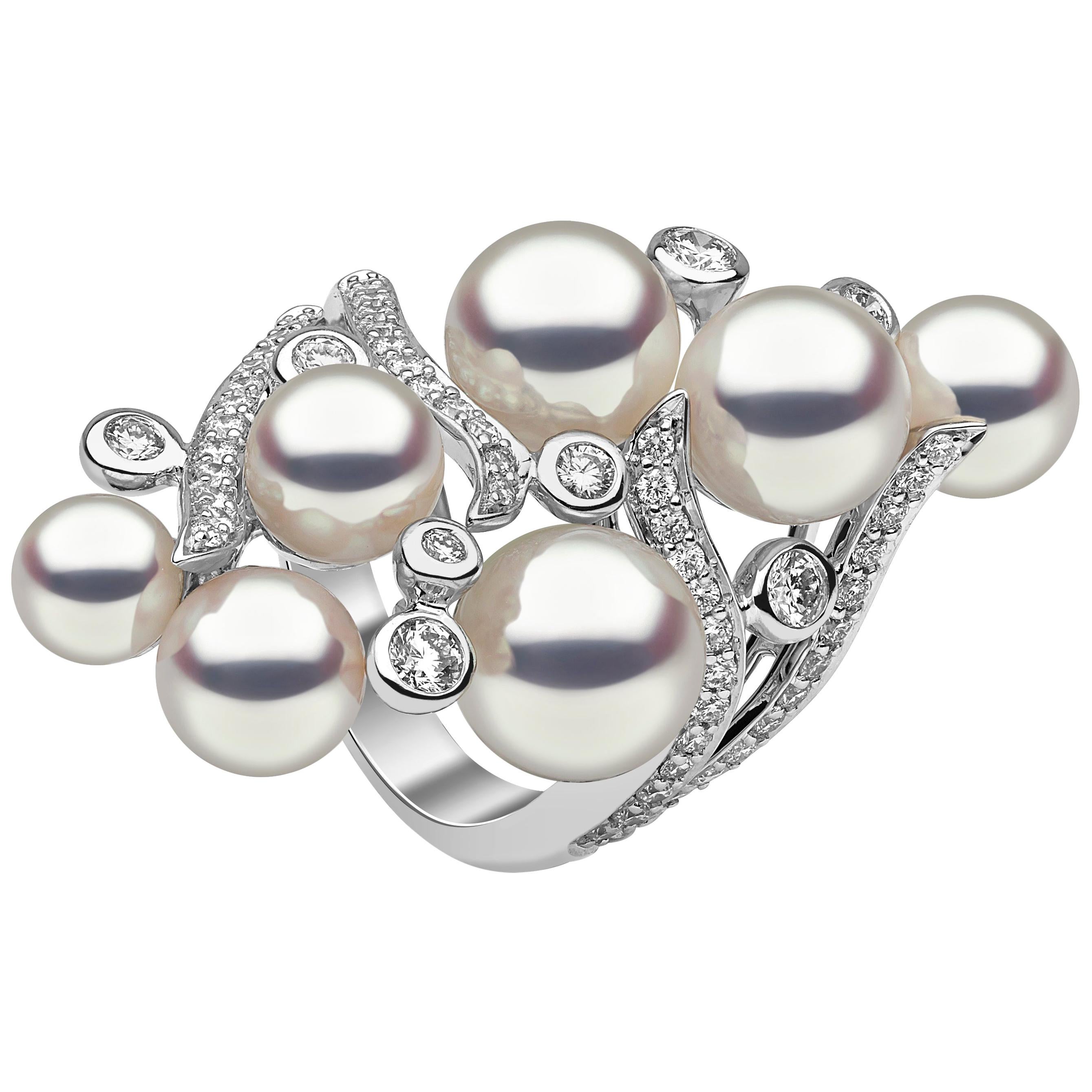 Yoko London Raindrop Collection Akoya Pearl and Diamond Ring in 18 Karat Gold
