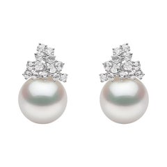 Yoko London Rose Cut Diamonds and South Sea Pearl Earrings in 18k White Gold