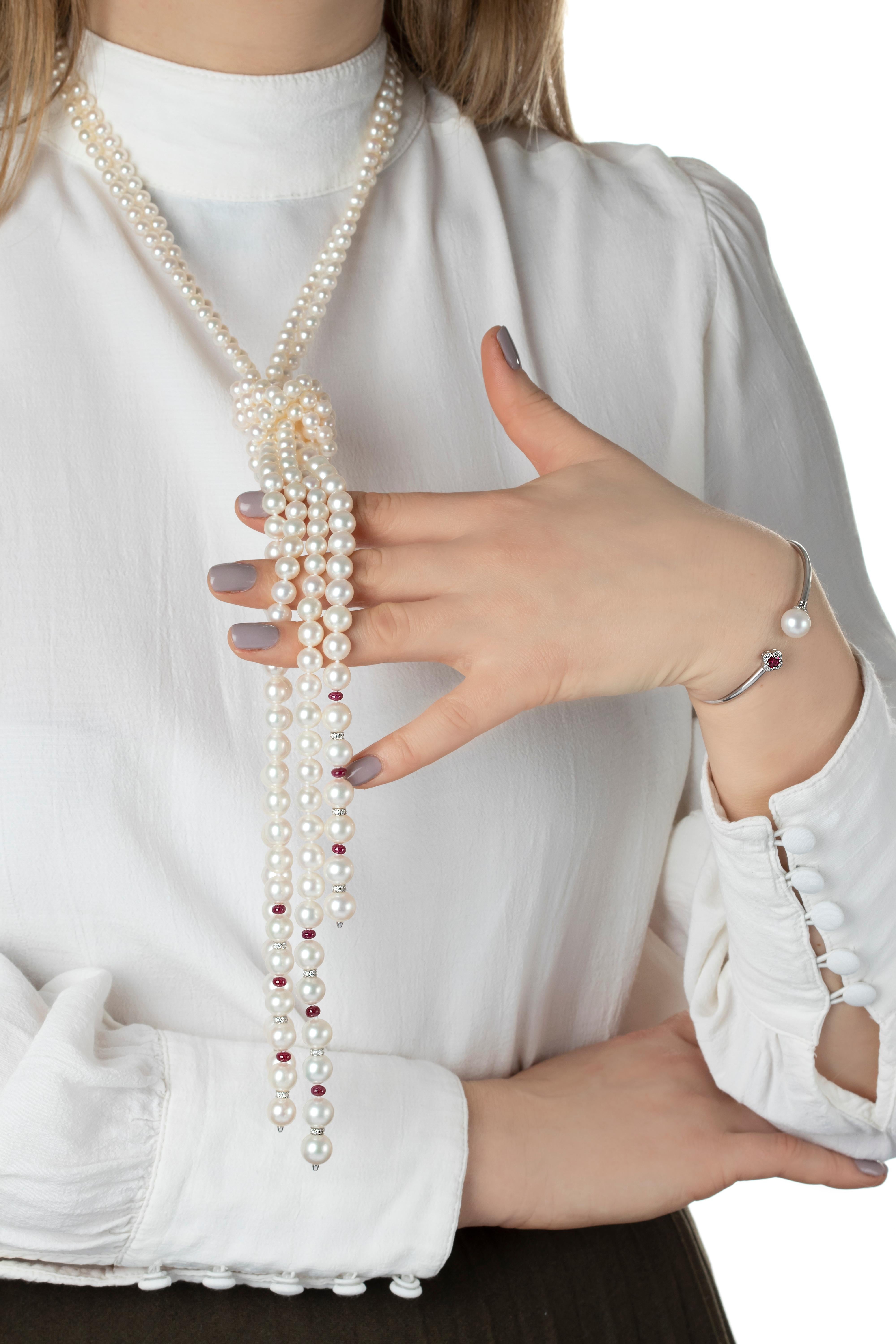 Yoko London Rubin-Süßwasserperlen- und Diamant-Halskette aus 18 Karat Gold (Zeitgenössisch) im Angebot