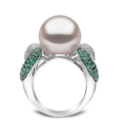 Yoko London South Sea, Diamond and Emerald Ring in 18 Karat White Gold