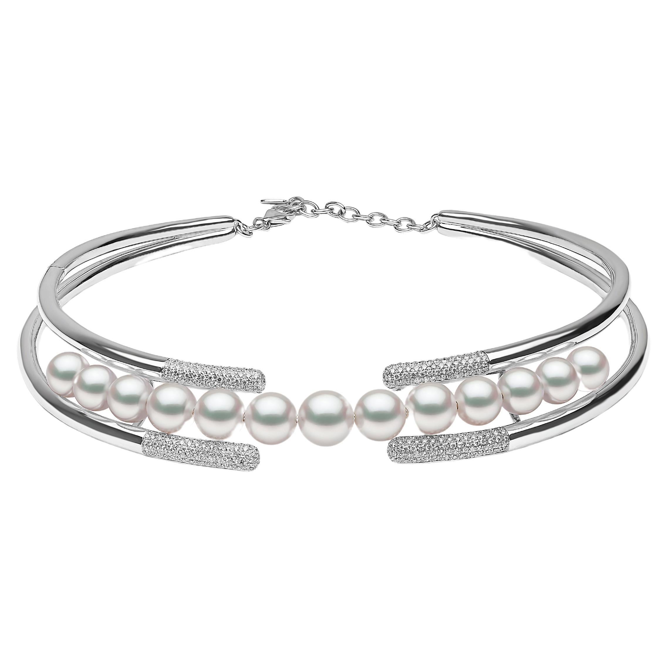 Yoko London Gargantilla de Oro Blanco de 18 Kilates con Perlas del Mar del Sur y Diamantes