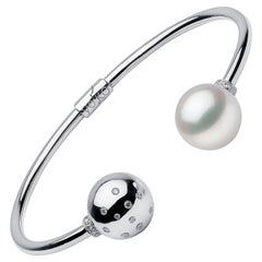 Yoko London Bracciale con perle dei mari del sud e diamanti in oro bianco 18 carati