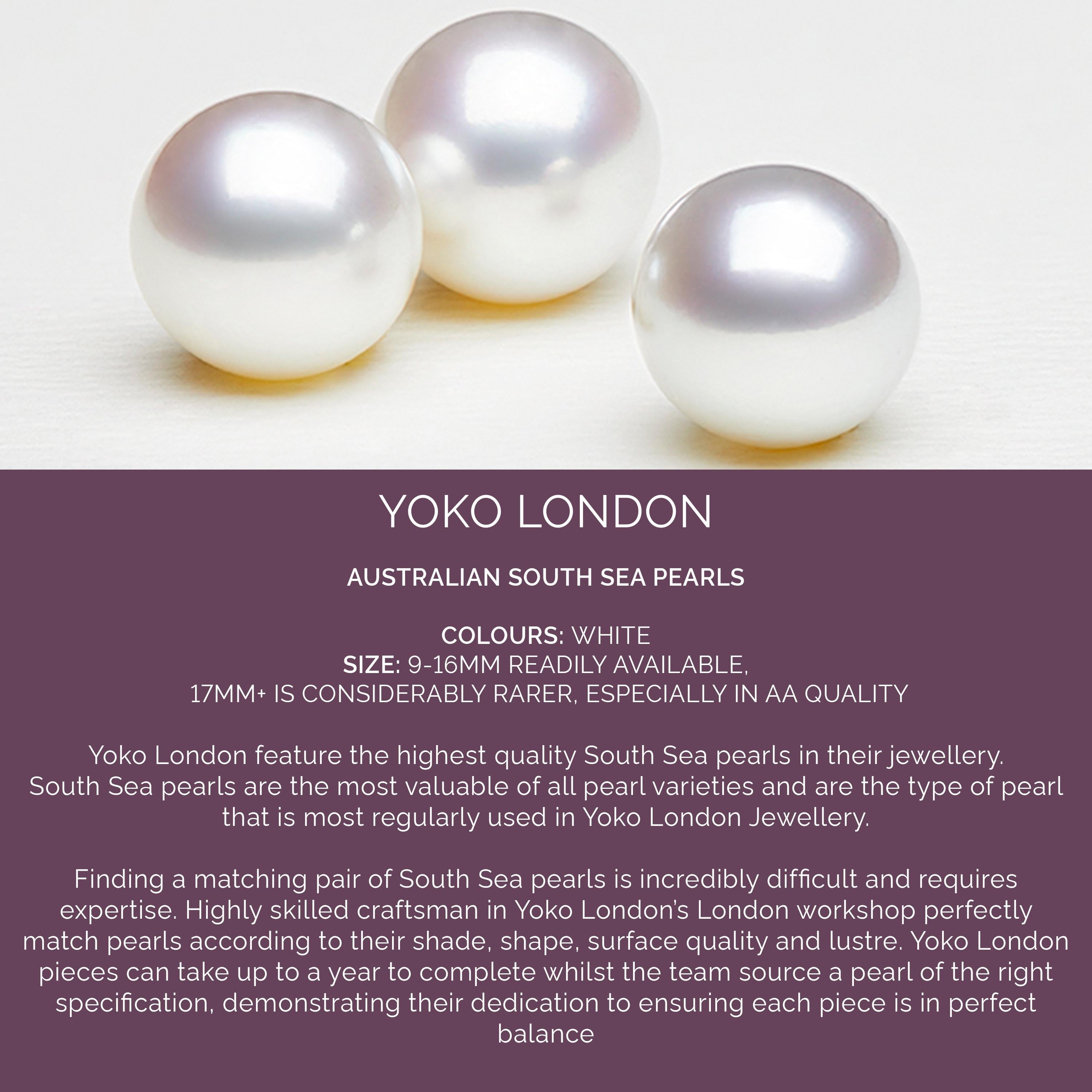 Round Cut Yoko London South Sea Pearl and Diamond Drop Earrings in 18 Karat White Gold