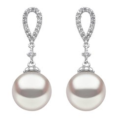 Yoko London South Sea Pearl and Diamond Drop Earrings in 18 Karat White Gold