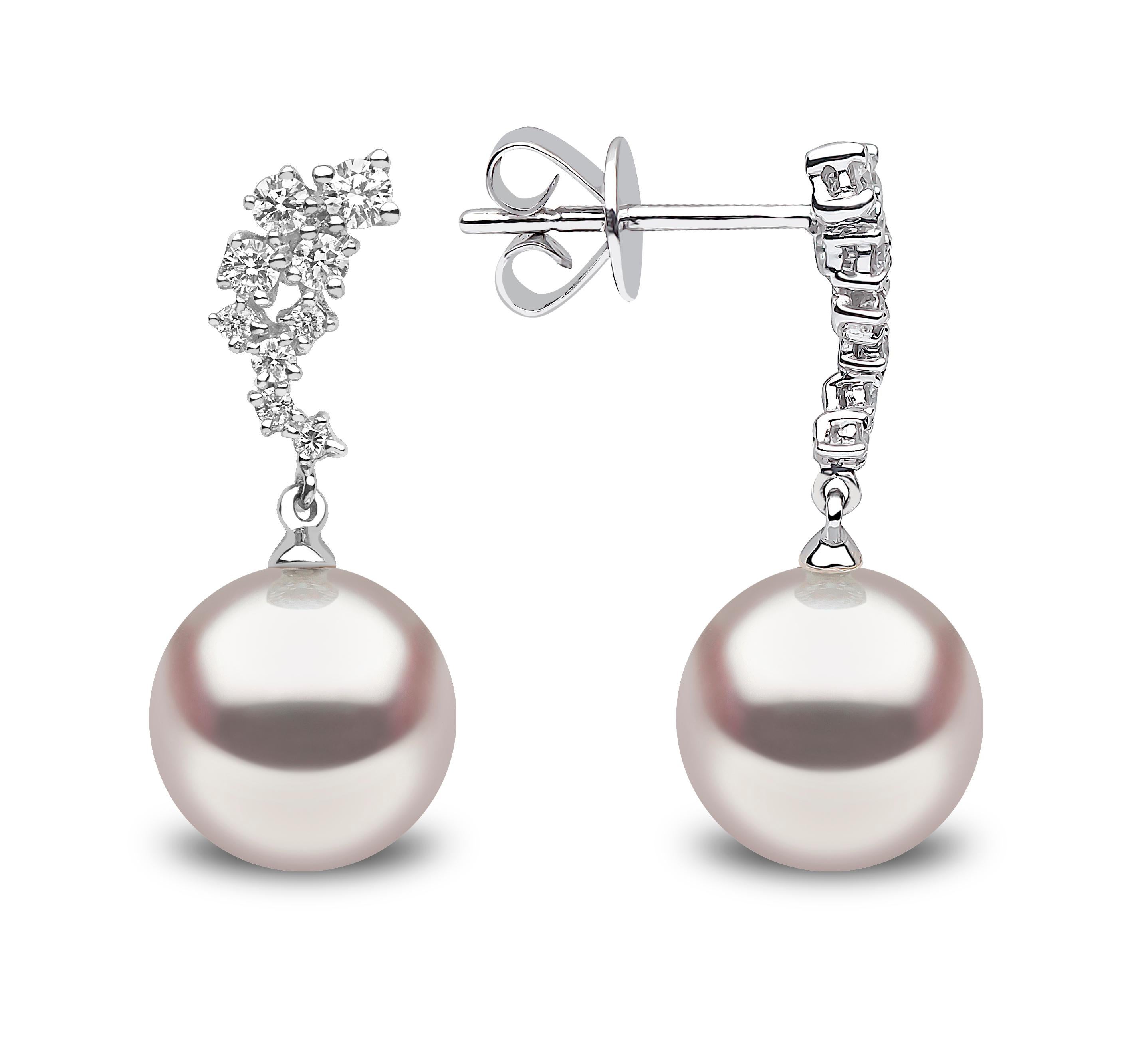 Contemporary Yoko London South Sea Pearl and Diamond Drop Earrings in 18 Karat White Gold