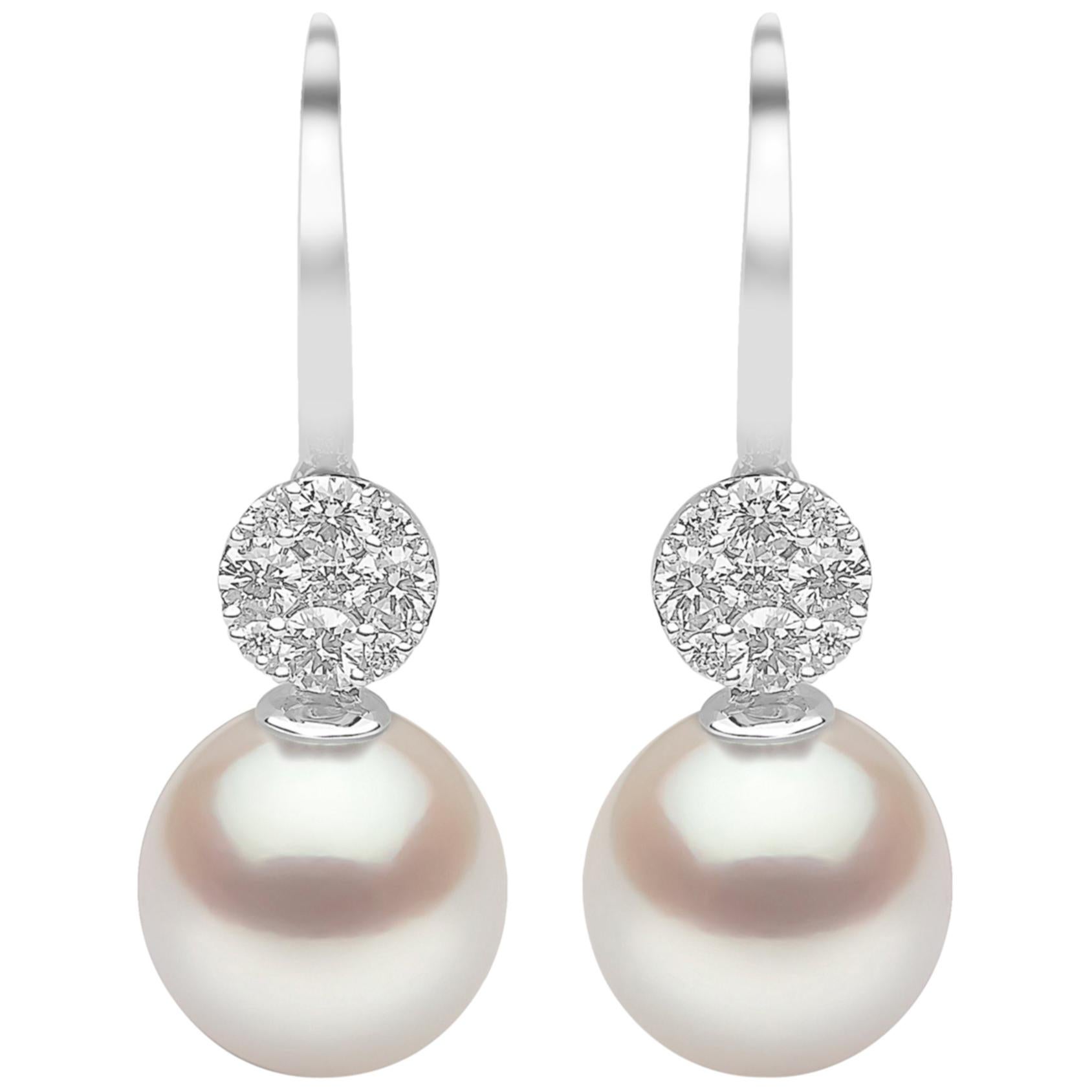 Yoko London South Sea Pearl and Diamond Earrings in 18 Carat White Gold For Sale