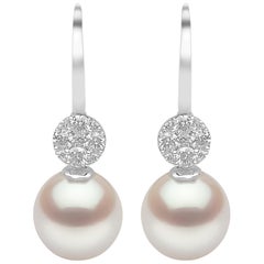 Yoko London Boucles d'oreilles en or blanc 18 carats avec perles des mers du Sud et diamants